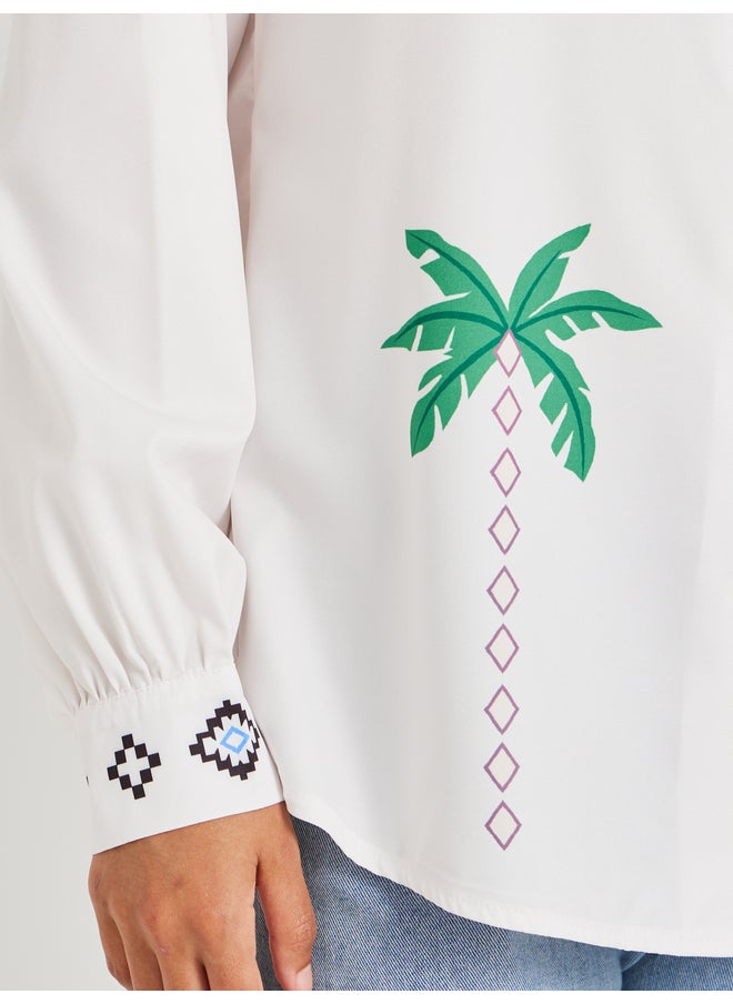 Take Two Take Two Graphic Print Spread Collar Oversized Shirt  - Image 4