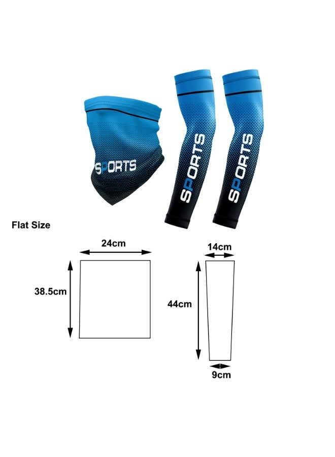 أكمام للرجال والنساء من الحرير الجليدي الواقي من أشعة الشمس فوق البنفسجية للرجال مع منشفة للوجه لرياضة قيادة الدراجات في الهواء الطلق - Image 4