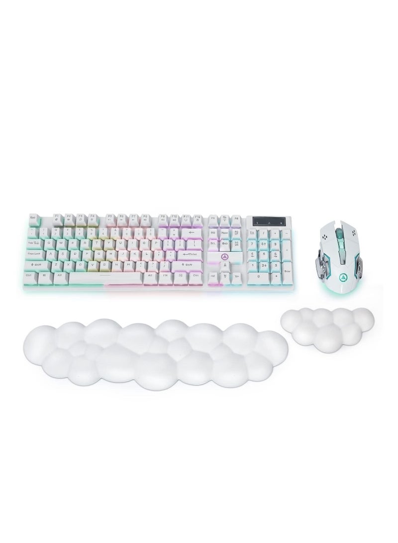 Cool Baby COOLBABY Keyboard Cloud Wrist Rest PU High Density Memory Foam with Non-Slip Base For Typing Pain Relief Ergonomic Keyboard Pad with Wrist Support For Home Office White - Image 1