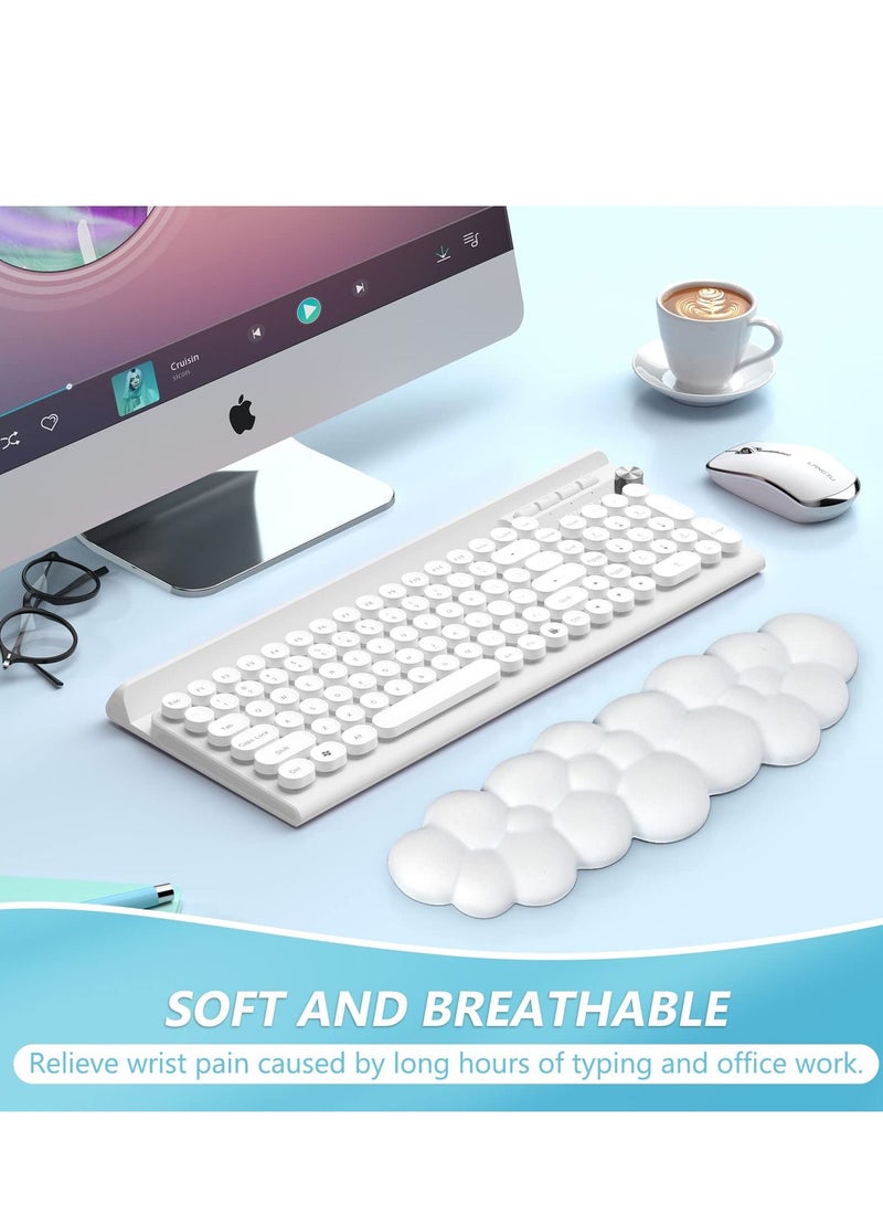 Cool Baby COOLBABY Keyboard Cloud Wrist Rest PU High Density Memory Foam with Non-Slip Base For Typing Pain Relief Ergonomic Keyboard Pad with Wrist Support For Home Office White - Image 2
