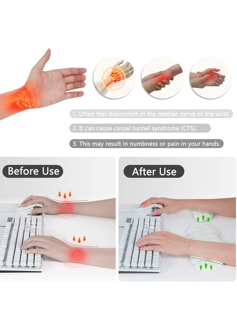 Cool Baby COOLBABY Keyboard Cloud Wrist Rest PU High Density Memory Foam with Non-Slip Base For Typing Pain Relief Ergonomic Keyboard Pad with Wrist Support For Home Office White - Image 3