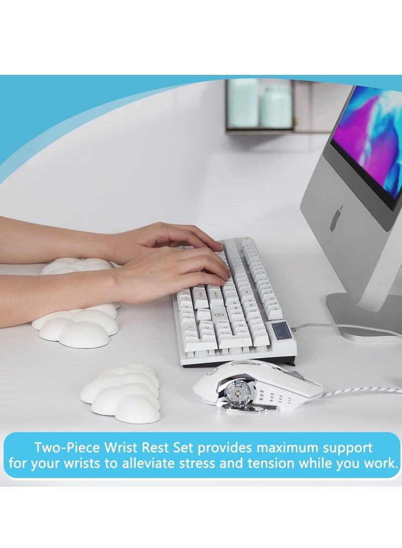 Cool Baby COOLBABY Keyboard Cloud Wrist Rest PU High Density Memory Foam with Non-Slip Base For Typing Pain Relief Ergonomic Keyboard Pad with Wrist Support For Home Office White - Image 4