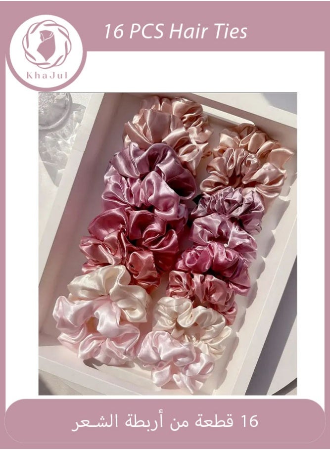 KHAJUL 16 PCS Popular Large Intestine Hair Tie Set, Solid Color Simple Hair Accessories - Image 1