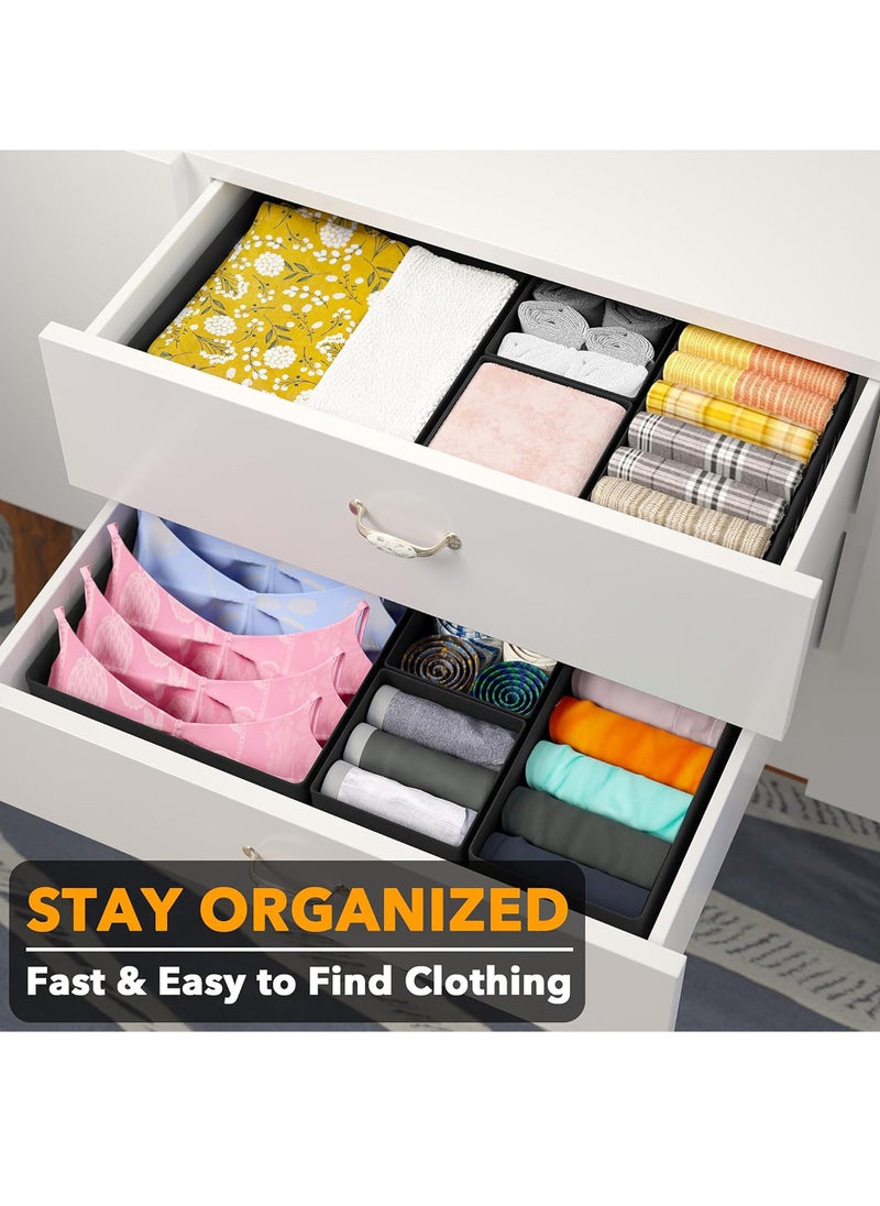 Uwals Drawer Organizer Clothes, 12 Pack Dresser Organizer Bins for Nursery, Closet Organization and Storage Dividers for Clothing, Baby Clothes, Underwears, Socks (Black)  - Image 3