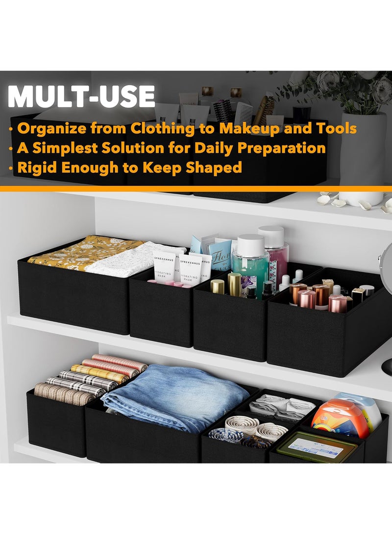 Uwals Drawer Organizer Clothes, 12 Pack Dresser Organizer Bins for Nursery, Closet Organization and Storage Dividers for Clothing, Baby Clothes, Underwears, Socks (Black)  - Image 4