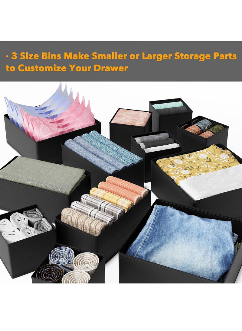 Uwals Drawer Organizer Clothes, 12 Pack Dresser Organizer Bins for Nursery, Closet Organization and Storage Dividers for Clothing, Baby Clothes, Underwears, Socks (Black)  - Image 5
