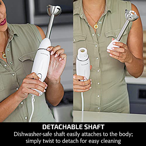 OVENTE Immersion Hand Blender, 300W Electric Handheld Portable Stick Mixer with 2 Mixing Speed and Stainless Steel Blades for Effortless Blending Smoothies, Shakes, Puree or Baby Food, White HS560W - Image 4