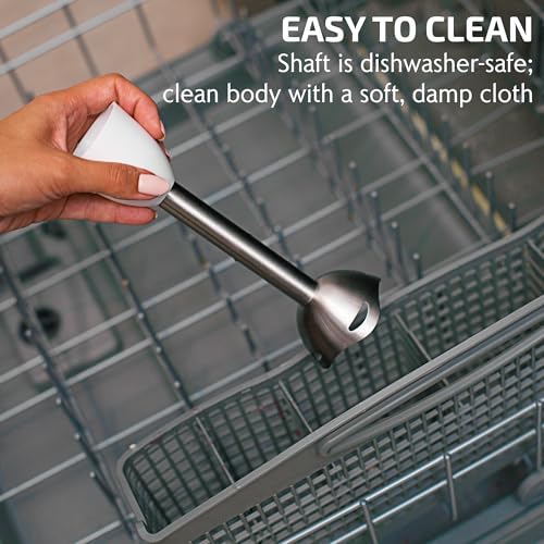 OVENTE Immersion Hand Blender, 300W Electric Handheld Portable Stick Mixer with 2 Mixing Speed and Stainless Steel Blades for Effortless Blending Smoothies, Shakes, Puree or Baby Food, White HS560W - Image 5