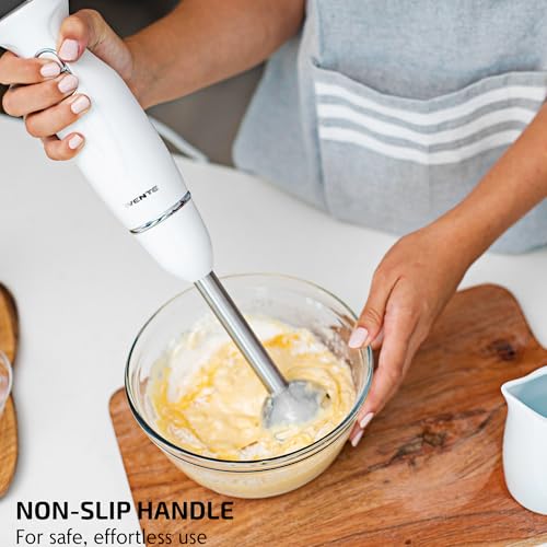 OVENTE Immersion Hand Blender, 300W Electric Handheld Portable Stick Mixer with 2 Mixing Speed and Stainless Steel Blades for Effortless Blending Smoothies, Shakes, Puree or Baby Food, White HS560W - Image 3