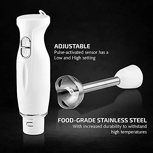 OVENTE Immersion Hand Blender, 300W Electric Handheld Portable Stick Mixer with 2 Mixing Speed and Stainless Steel Blades for Effortless Blending Smoothies, Shakes, Puree or Baby Food, White HS560W - Image 2