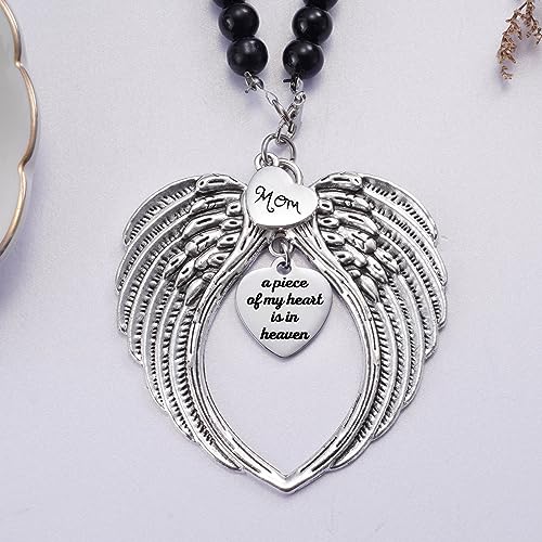 Ralukiia Memorial Car Charm Angel Wings, Memorial Gifts for Loss of Mother, Sympathy Gifts for Loss of Loved One in Heaven, in Memory of Mom Rear View Mirror Car Charm Hanger, Remembrance - Image 2