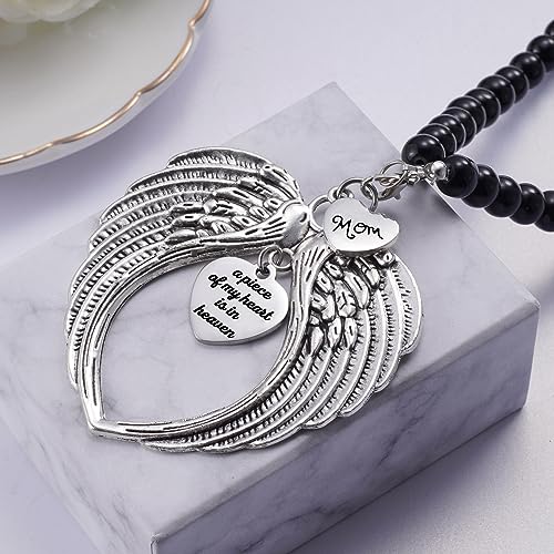 Ralukiia Memorial Car Charm Angel Wings, Memorial Gifts for Loss of Mother, Sympathy Gifts for Loss of Loved One in Heaven, in Memory of Mom Rear View Mirror Car Charm Hanger, Remembrance - Image 3