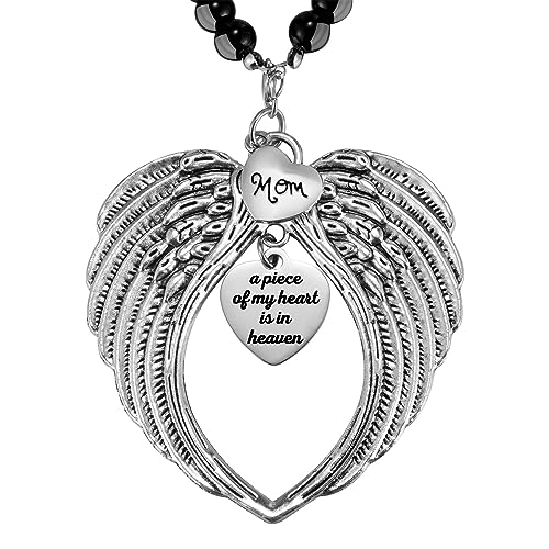 Ralukiia Memorial Car Charm Angel Wings, Memorial Gifts for Loss of Mother, Sympathy Gifts for Loss of Loved One in Heaven, in Memory of Mom Rear View Mirror Car Charm Hanger, Remembrance - Image 1