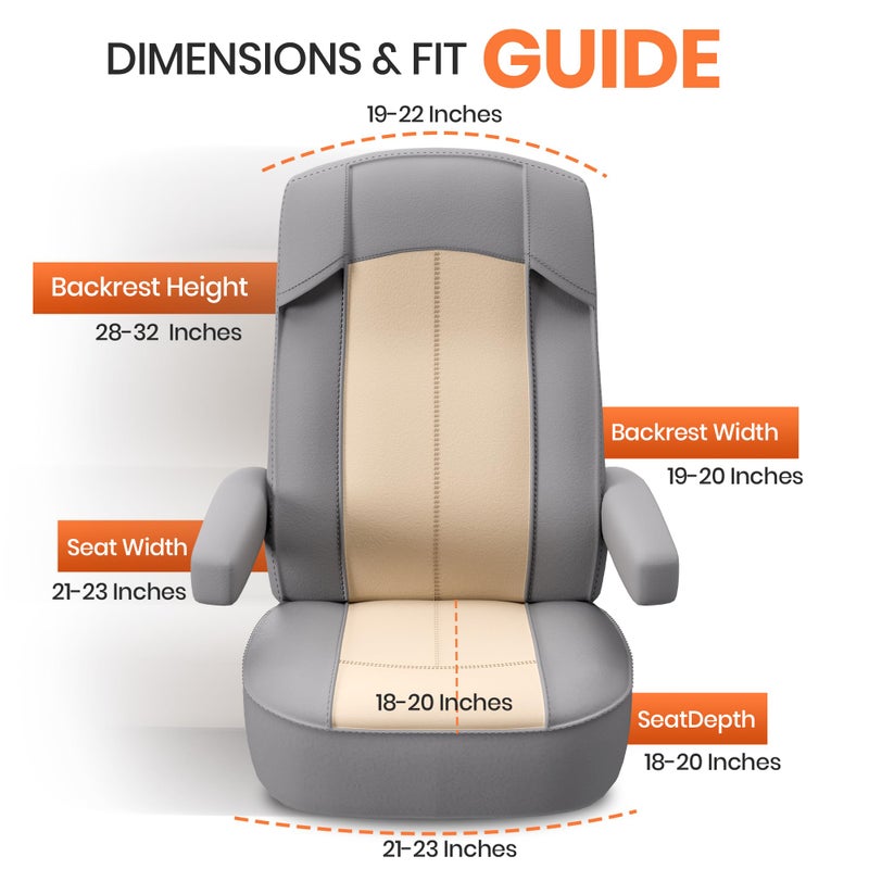VALUN RV Seat Covers (Grey 2 Pack) â€“ Captains Chair Seat Covers for RV Captain Chair & Motorhome Chairs, Universal Fit RV Chair Covers for Camper, Trailer, Van, Protects Against Dirt, Spills & Wear - Image 4