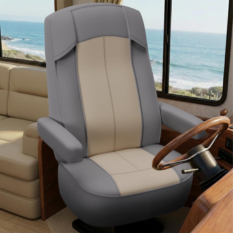 VALUN RV Seat Covers (Grey 2 Pack) â€“ Captains Chair Seat Covers for RV Captain Chair & Motorhome Chairs, Universal Fit RV Chair Covers for Camper, Trailer, Van, Protects Against Dirt, Spills & Wear - Image 1