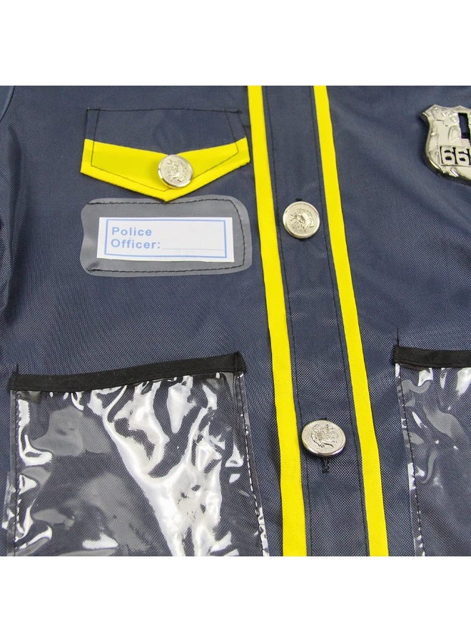 تابيت زي تنكري للشرطة للأطفال، طقم لعب الأدوار مع إكسسوارات هدايا، مناسب للأطفال بطول 100-130 سم، لحفلات الهالوين، واحتفالات أعياد الميلاد، والمسرحيات المدرسية - Image 5