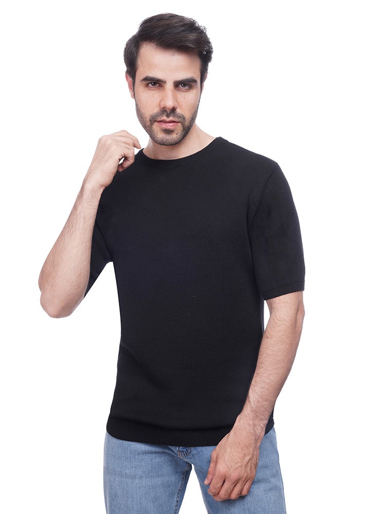 كوب قميص تي شيرت سادة منسوج برقبة دائرية - Image 1