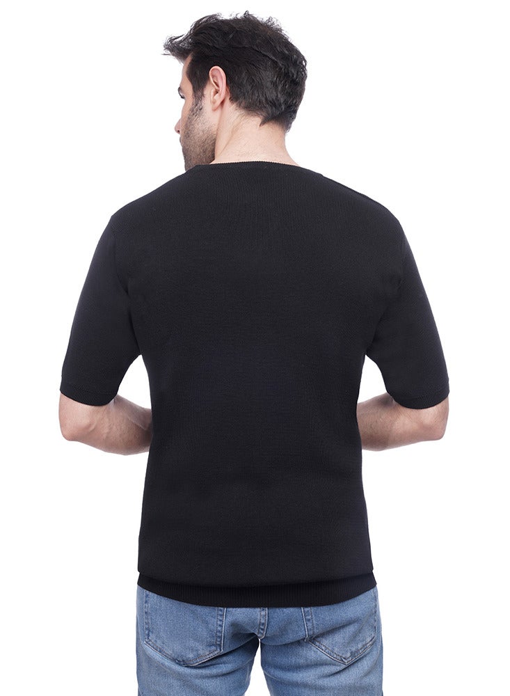 كوب قميص تي شيرت سادة منسوج برقبة دائرية - Image 3