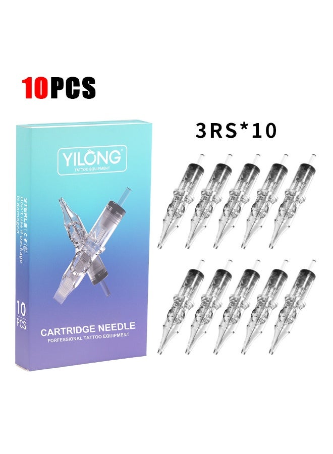 YILONG tattoo needle cartridge set - 10 pieces, disposable thin film tattoo needles, suitable for tattoo guns - Image 1
