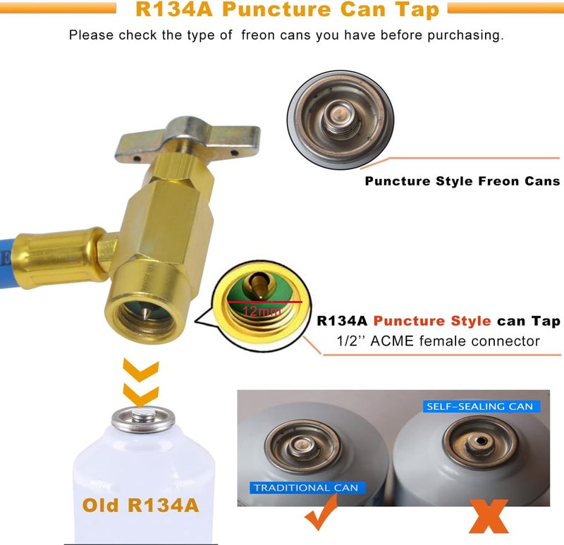 Ketofa R134A Car AC Refrigerant Charge Hose Kit with Gauge - Image 5