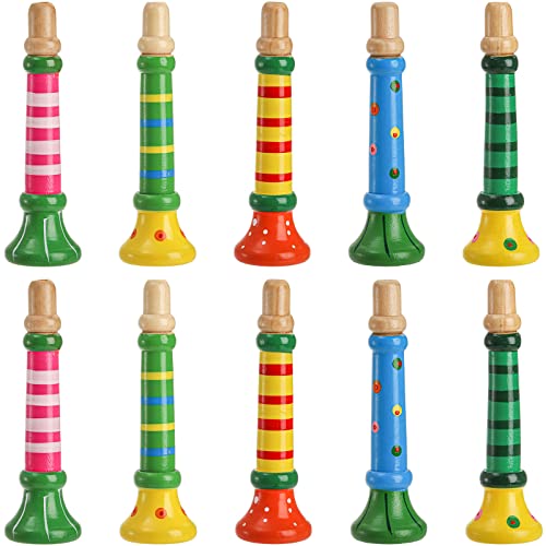 Lyellfe 10 Pieces Small Wooden Trumpet Piccolo Flute Music Sound Instrument Colorful Rhythm Musical Flute for Class School - Image 1
