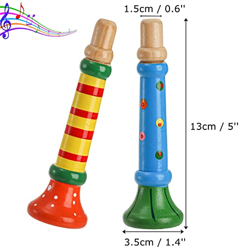 Lyellfe 10 Pieces Small Wooden Trumpet Piccolo Flute Music Sound Instrument Colorful Rhythm Musical Flute for Class School - Image 5