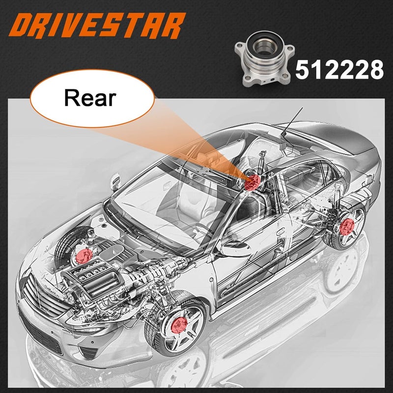 DRIVESTAR 512228+512227 Rear Wheel Hub & Bearing Set for Lexus and Toyota Vehicles - Image 2