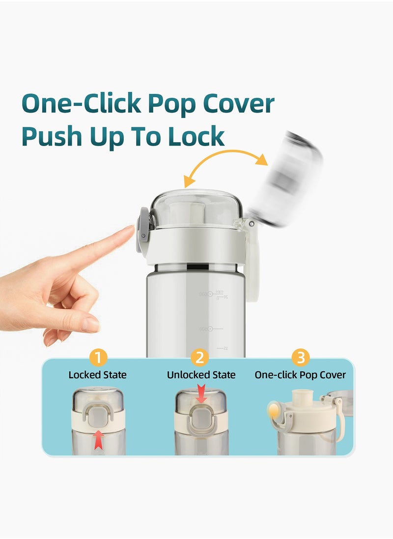 SHOTAY SHOTAY 580 ML Kids & Adults Water Bottles Reusable Leak Proof BPA-Free with Lockable & Fast Flow, One Click Open. For Children School, Office, Gym, Outdoor and Sports White.  - Image 3