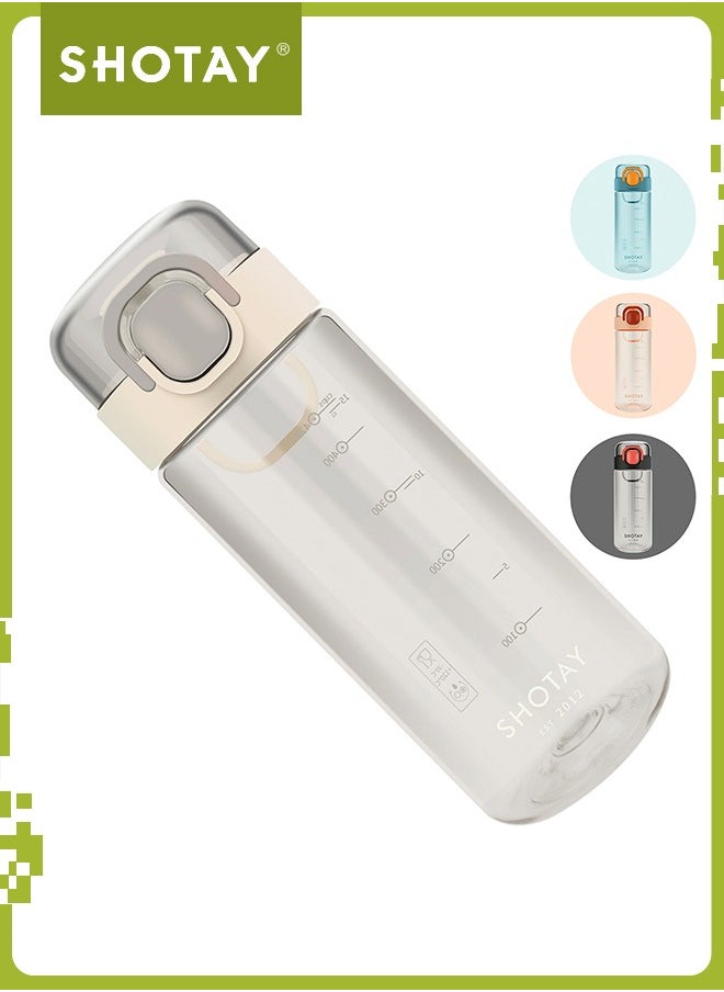 SHOTAY SHOTAY 580 ML Kids & Adults Water Bottles Reusable Leak Proof BPA-Free with Lockable & Fast Flow, One Click Open. For Children School, Office, Gym, Outdoor and Sports White.  - Image 1