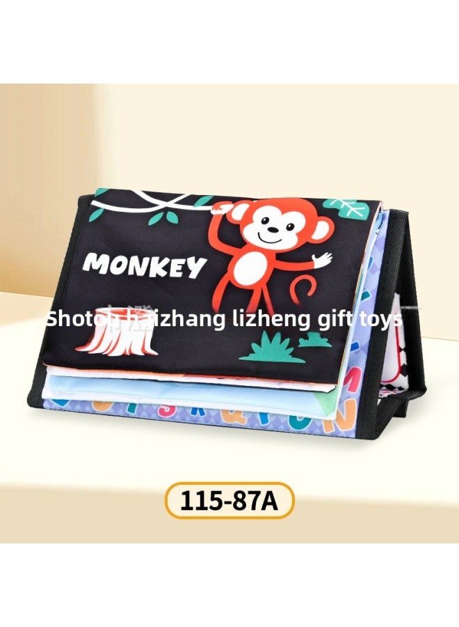 0-December Baby Early Education Cloth Book Desk Calendar Black And White Color Visual Head-up Training Tear Paper Toys-Colour:Forest Monkey  - Image 1