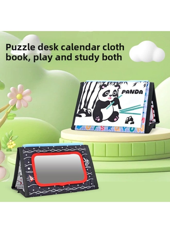 0-December Baby Early Education Cloth Book Desk Calendar Black And White Color Visual Head-up Training Tear Paper Toys-Colour:Forest Monkey  - Image 2