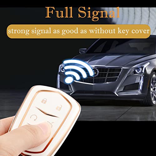 Cacacar غطاء مفتاح كاديلاك إسكاليد من كاكاسار، لغطاء مفتاح كاديلاك ATS CTS CT6 STS SRX XT5، حافظة مفتاح ذكية مصنوعة من TPU ناعم Premium مع حماية كاملة (أسود) - Image 5