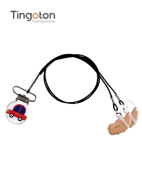 BTE Hearing Aid Accessory Anti-Loss Strap for Children with Car Badge Design, Lanyard Protective Case, Double-Ear Wear