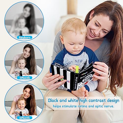 Dr.Rapeti Soft Cloth Books Baby Books Bath Books 6-Pack for Baby Infant Toddler Kids High Contrast Black and White Crinkle Washable Chewable Non-Toxic Early Educational Giftable - Image 3