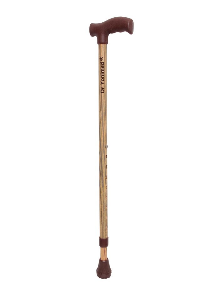Dr Yonimed Walking Stick, Single Leg Non Slip Base, L Type Universal Size (Wooden (Brown)) - Image 1