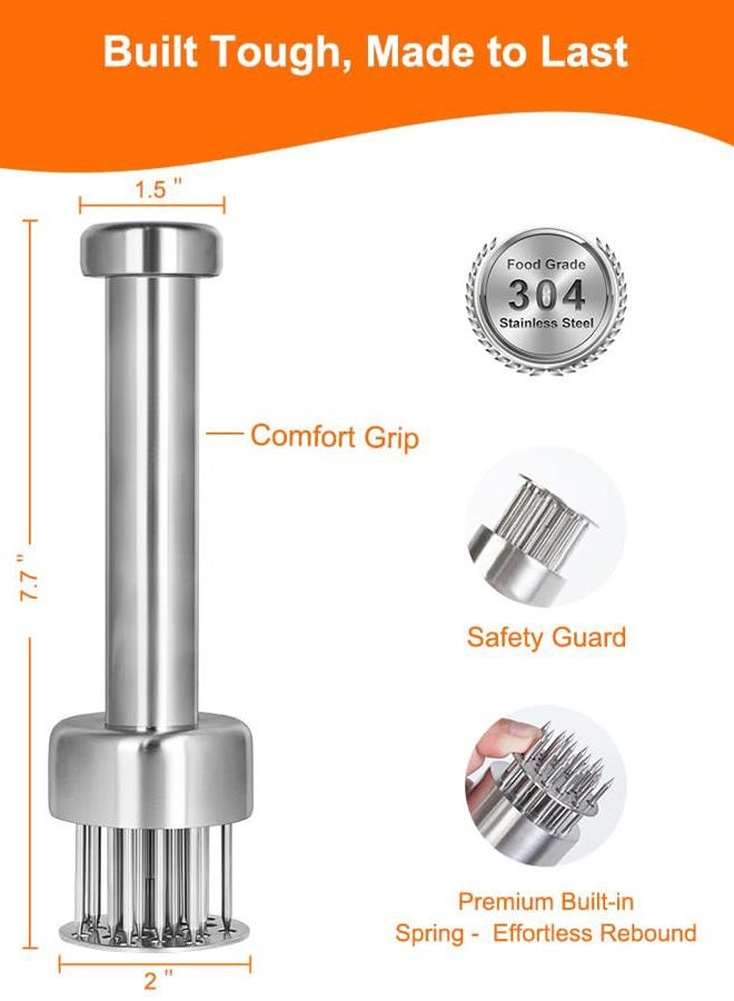 Brigii Meat Tenderizer Tool with 21 Stainless Steel Needles & Retractable Safety Guard, for Tenderizing Beef, Turkey, Chicken, Steak, Dishwasher Safe - Image 5