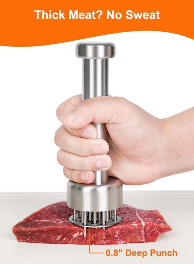 Brigii Meat Tenderizer Tool with 21 Stainless Steel Needles & Retractable Safety Guard, for Tenderizing Beef, Turkey, Chicken, Steak, Dishwasher Safe - Image 2