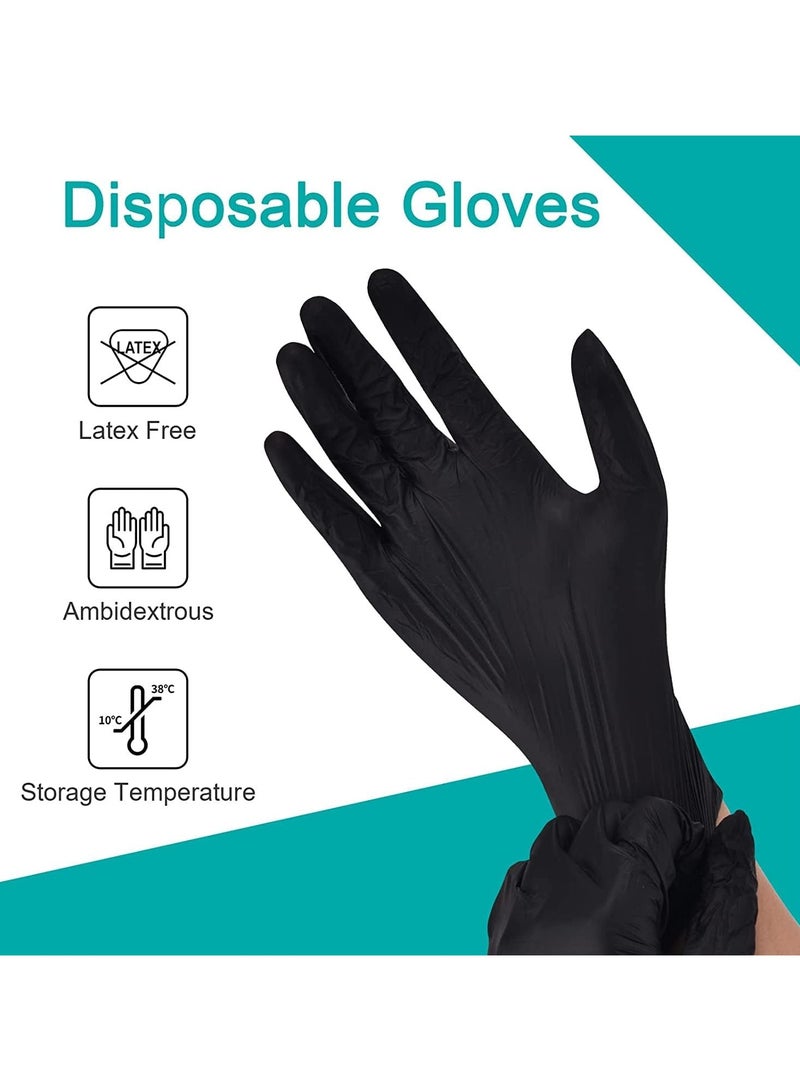 GNAFOTU 100 Pack Black Disposable Nitrile Gloves, Latex Free Gloves, Powder Free Gloves, Medical Exam Gloves, Use in Surgical, Home, Cleaning, and Food Gloves  Extra Strong and Thick (Black) - Image 2