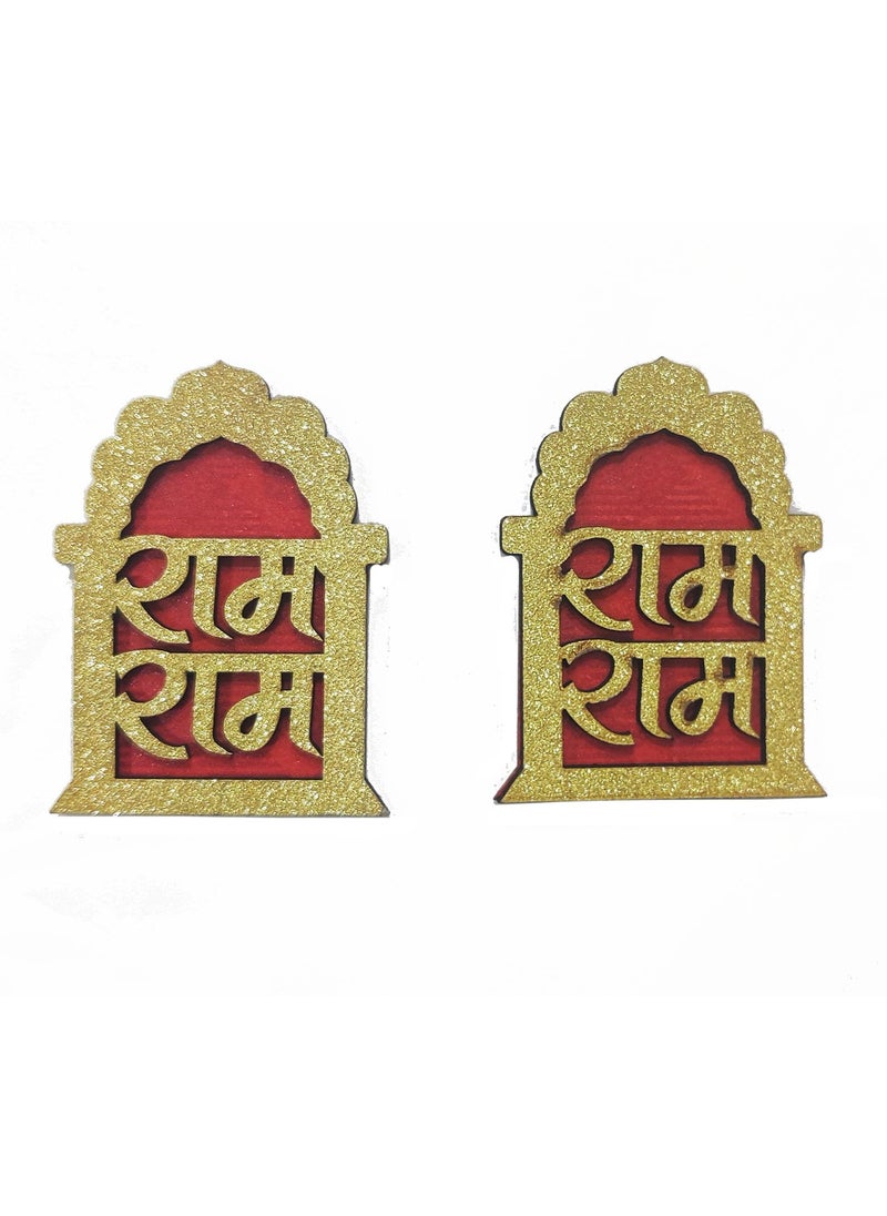 BITONA BITONA Puja Sohn Soon Puja Ram Ram Wooden Tags Door Sticker Tags 6 Pairs self Stick12 Piece for Festival Specially Rakhi  - Image 5