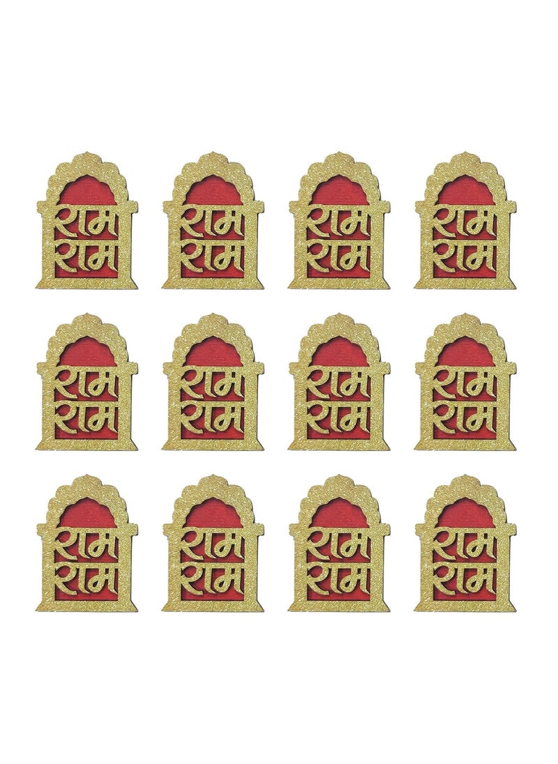 BITONA BITONA Puja Sohn Soon Puja Ram Ram Wooden Tags Door Sticker Tags 6 Pairs self Stick12 Piece for Festival Specially Rakhi  - Image 3