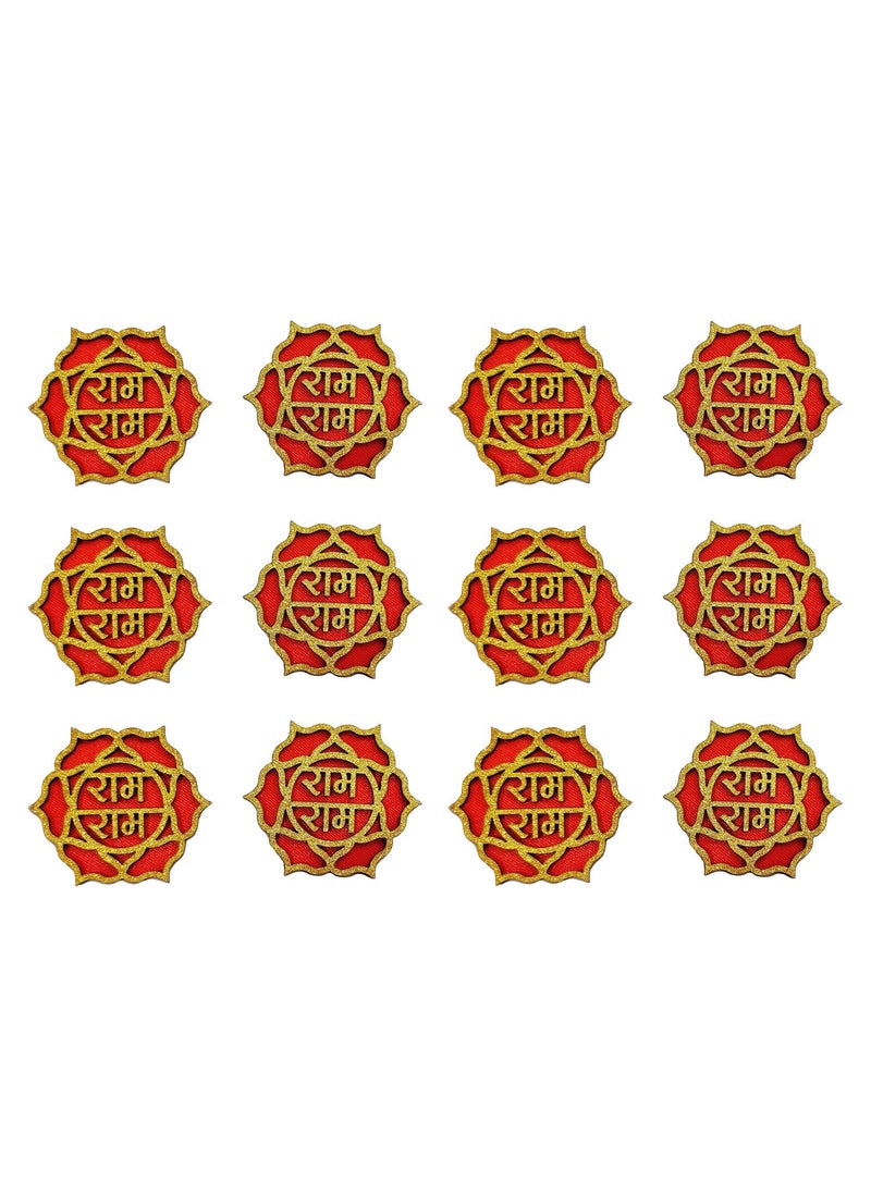 BITONA BITONA Puja Sohn Soon Puja Ram Ram Wooden Tags Door Sticker Tags 6 Pairs self Stick12 Piece for Festival Specially Rakhi  - Image 1