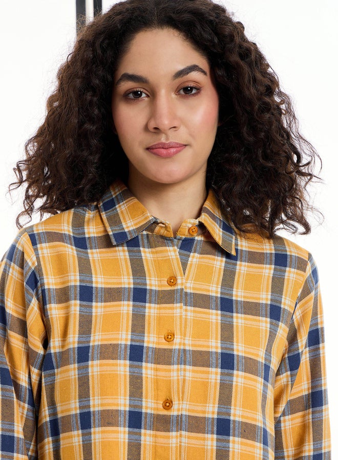 SASSAFRAS Cotton Checked Lounge Longline Shirt  - Image 4