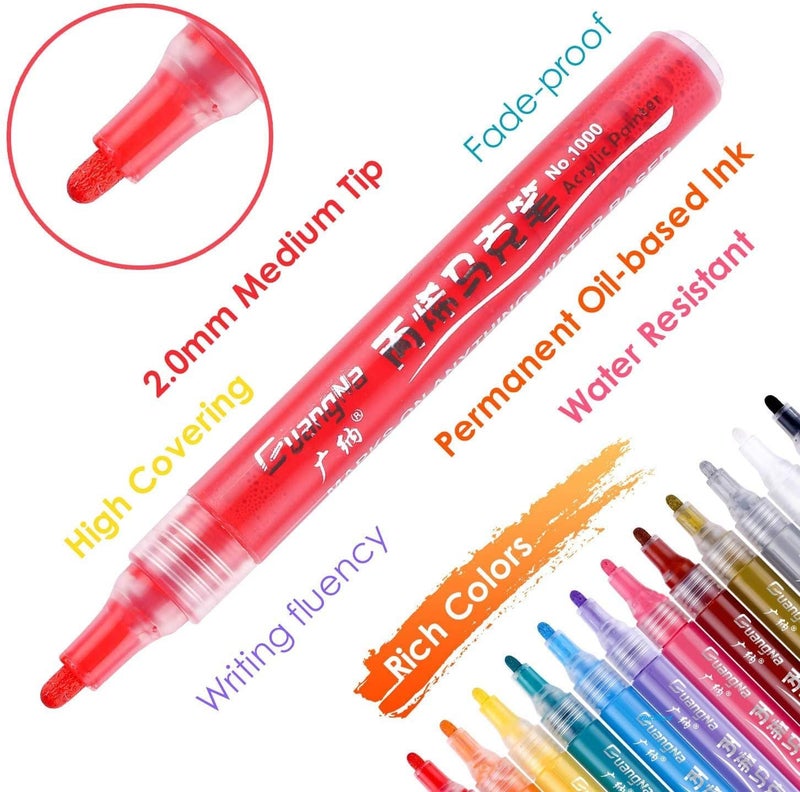 Mayatra's Acrylic Marker Colors set, DIY Color Markers, Acrylic Paint Marker Pens, Set of 8 Colors Markers Water Based Paint Pen for Rock Painting - Image 2