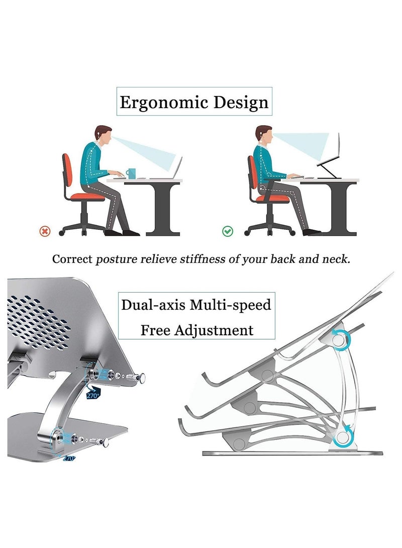 Aluminum Laptop Stand Desktop Laptop Holder Notebook Riser Mount with Antiskid Silicone Pad for Library Office Coffee Shop - Image 3