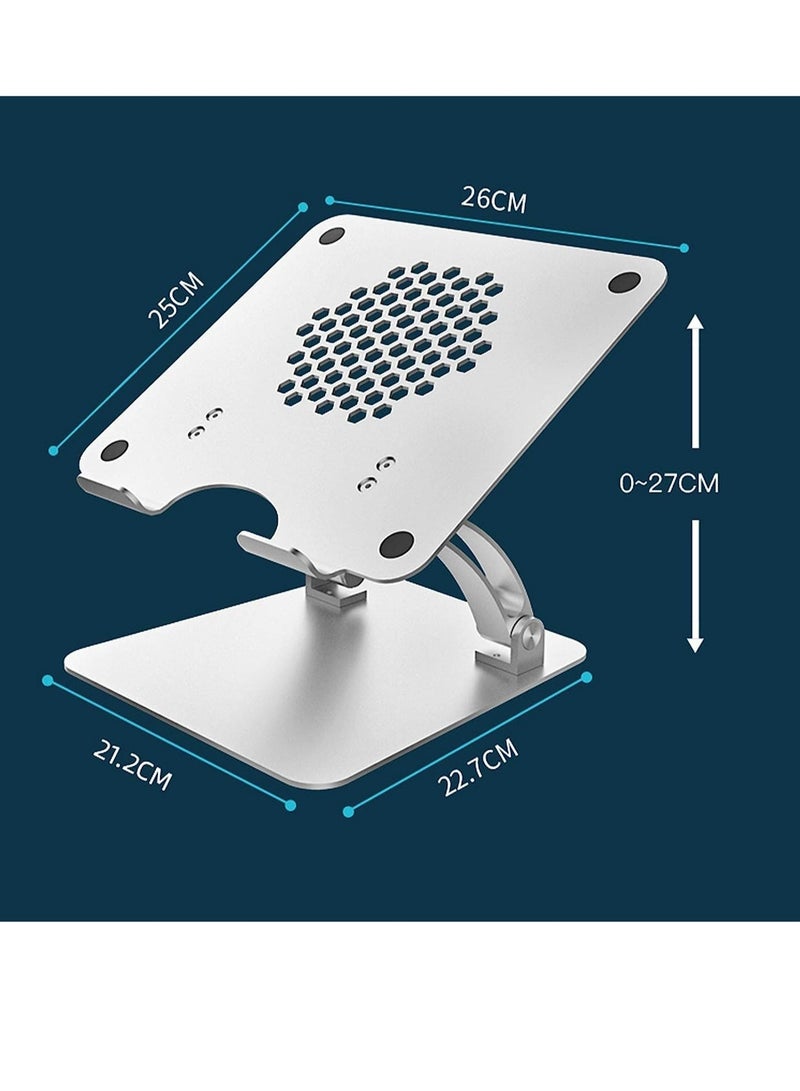 Aluminum Laptop Stand Desktop Laptop Holder Notebook Riser Mount with Antiskid Silicone Pad for Library Office Coffee Shop - Image 2