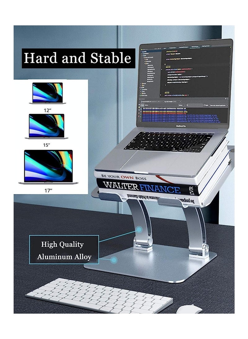 Aluminum Laptop Stand Desktop Laptop Holder Notebook Riser Mount with Antiskid Silicone Pad for Library Office Coffee Shop - Image 4