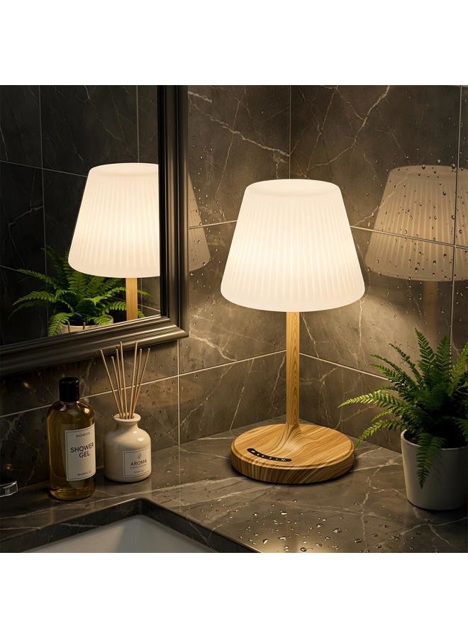 AUDLES Cordless Table Lamp, Waterproof Shower Lamp, 4000mAh Rechargeable Table Lamps, 3-Color Dimmable Light, Battery Operated Lamp Desk Night Lamp for Bathroom Bedroom Patio Camping Restaurant (Gold) - Image 1
