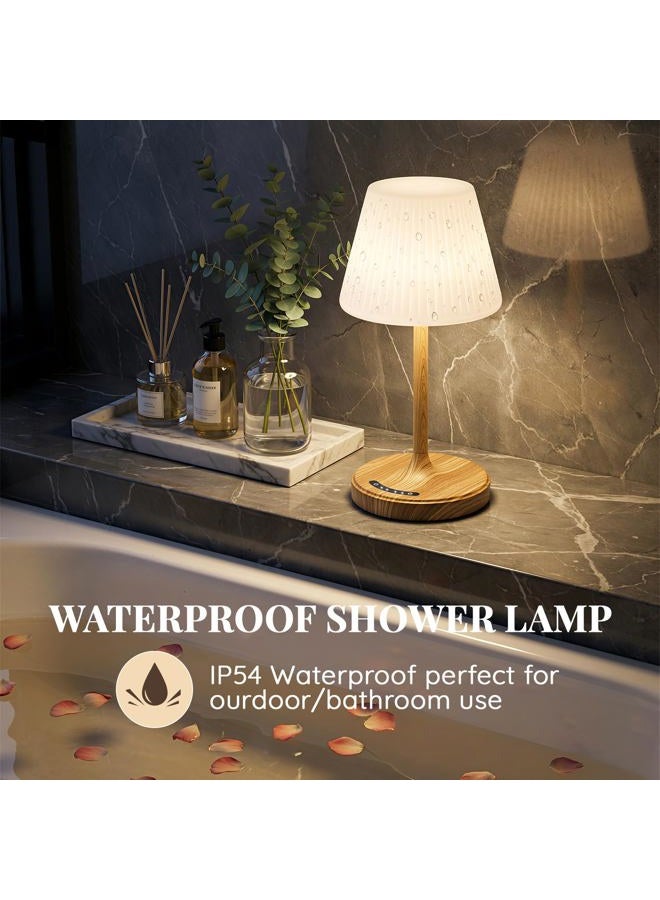 AUDLES Cordless Table Lamp, Waterproof Shower Lamp, 4000mAh Rechargeable Table Lamps, 3-Color Dimmable Light, Battery Operated Lamp Desk Night Lamp for Bathroom Bedroom Patio Camping Restaurant (Gold) - Image 2