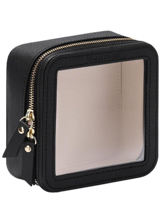 WantGor - Small Cosmetic Bag, Mini Makeup Bag Women Clear Pouch Cosmetics Bags Travel Toiletry Bag Tiny Make Up Organizer Case With Zipper For Purse Backpack (Black) - Image 1