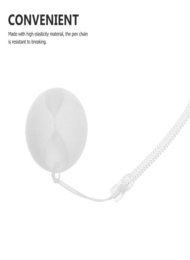 HOMSFOU Pen Chain Silicone with Elastic Spring Cord and Silicone Base Anti-Lost Pen Holder Rope for Office Desk Counter School Use 2-Pack - Image 3